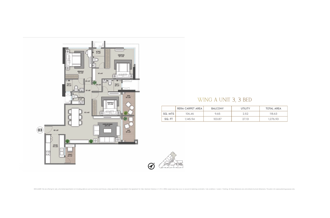 Nine Arcs official 3 BHK unit plan